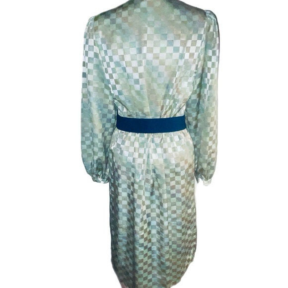 1960’s VTG Metallic Multi Colored Checkered Long Sleeve Dress - Picture 3 of 13